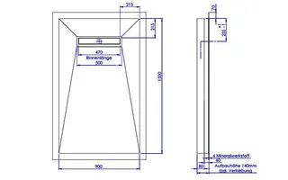 sanibel-Duschfläche LINE HDPS/Mineral- werkst. Gef 4-seitig 900x1500mm Sonder – Bild 2