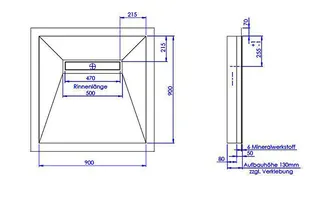 sanibel-Duschfläche LINE HDPS/Mineral- werkst. Gef 4-seitig 900x900mm Graphit – Bild 2