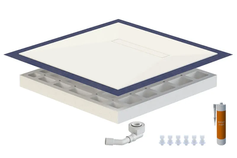 sanibel-Duschfläche LINE HDPS/Mineral- werkstoff Gef 4-seitig 1000x1000mm weiß