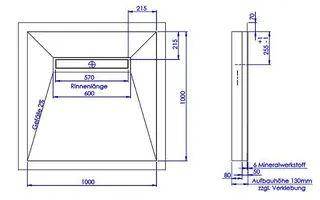 sanibel-Duschfläche LINE HDPS/Mineral- werkstoff Gef 4-seitig 1000x1000mm weiß – Bild 2