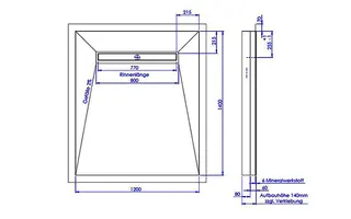 sanibel-Duschfläche LINE HDPS/Mineral- werkstoff Gef 4-seitig 1200x1400mm weiß – Bild 2