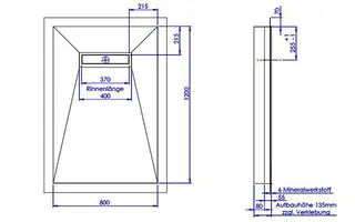sanibel-Duschfläche LINE HDPS/Mineral- werkstoff Gef 4-seitig 800x1200mm weiß – Bild 2