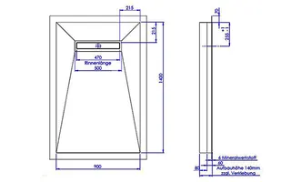 sanibel-Duschfläche LINE HDPS/Mineral- werkstoff Gef 4-seitig 900x1400mm weiß – Bild 2