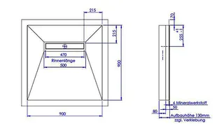 sanibel-Duschfläche LINE HDPS/Mineral- werkstoff Gef 4-seitig 900x900mm weiß – Bild 2