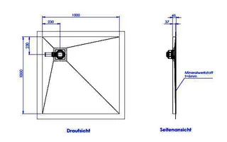 sanibel-Duschfläche PLAN A19 Typ Q HDPS/ Mineralwerkstoff 1000x1000x45mm weiß – Bild 2