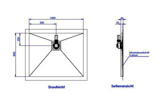 sanibel-Duschfläche PLAN A19 Typ Q HDPS/ Mineralwerkstoff 1000x800x40mm weiß – Bild 2
