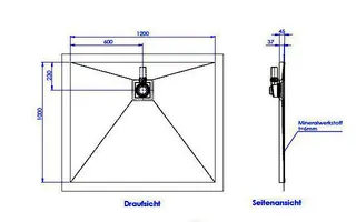 sanibel-Duschfläche PLAN A19 Typ Q HDPS/ Mineralwerkstoff 1200x1000x45mm Sonder – Bild 2