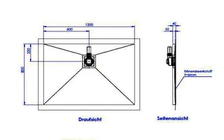 sanibel-Duschfläche PLAN A19 Typ Q HDPS/ Mineralwerkstoff 1200x800x40mm Graphit – Bild 2