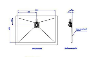 sanibel-Duschfläche PLAN A19 Typ Q HDPS/ Mineralwerkstoff 1200x800x40mm weiß – Bild 2