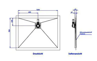 sanibel-Duschfläche PLAN A19 Typ Q HDPS/ Mineralwerkstoff 1200x900x45mm weiß – Bild 2
