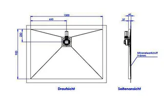 sanibel-Duschfläche PLAN A19 Typ Q HDPS/ Mineralwerkstoff 1300x900x45mm weiß – Bild 2
