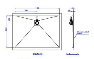 sanibel-Duschfläche PLAN A19 Typ Q HDPS/ Mineralwerkstoff 1400x1000x45mm Sonder – Bild 2
