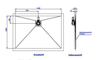 sanibel-Duschfläche PLAN A19 Typ Q HDPS/ Mineralwerkstoff 1400x1000x45mm weiß – Bild 2