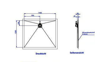 sanibel-Duschfläche PLAN A19 Typ Q HDPS/ Mineralwerkstoff 1400x1200x50mm weiß – Bild 2