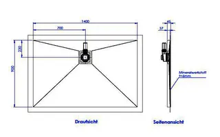 sanibel-Duschfläche PLAN A19 Typ Q HDPS/ Mineralwerkstoff 1400x900x45mm weiß – Bild 2