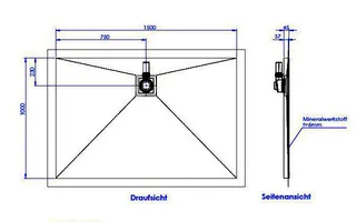 sanibel-Duschfläche PLAN A19 Typ Q HDPS/ Mineralwerkstoff 1500x1000x45mm Graphit – Bild 2