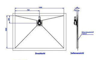 sanibel-Duschfläche PLAN A19 Typ Q HDPS/ Mineralwerkstoff 1500x1000x45mm weiß – Bild 2