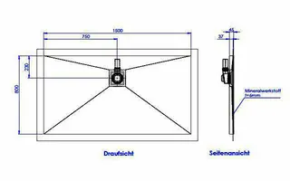 sanibel-Duschfläche PLAN A19 Typ Q HDPS/ Mineralwerkstoff 1500x800x45mm Sonder – Bild 2