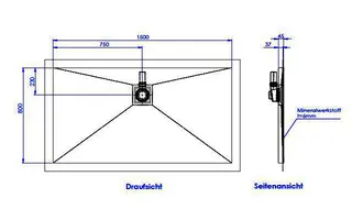 sanibel-Duschfläche PLAN A19 Typ Q HDPS/ Mineralwerkstoff 1500x800x45mm weiß – Bild 2