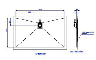 sanibel-Duschfläche PLAN A19 Typ Q HDPS/ Mineralwerkstoff 1500x900x45mm weiß – Bild 2
