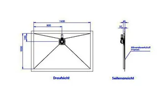 sanibel-Duschfläche PLAN A19 Typ Q HDPS/ Mineralwerkstoff 1600x1000x45mm weiß – Bild 2