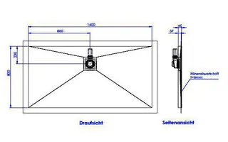 sanibel-Duschfläche PLAN A19 Typ Q HDPS/ Mineralwerkstoff 1600x800x45mm weiß – Bild 2
