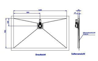 sanibel-Duschfläche PLAN A19 Typ Q HDPS/ Mineralwerkstoff 1600x900x45mm weiß – Bild 2