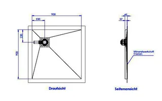 sanibel-Duschfläche PLAN A19 Typ Q HDPS/ Mineralwerkstoff 900x900x45mm weiß – Bild 2