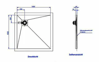 sanibel-Duschfläche PLAN A19 Typ R HDPS/ Mineralwerkstoff 1000x1000x45mm weiß – Bild 2