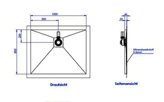 sanibel-Duschfläche PLAN A19 Typ R HDPS/ Mineralwerkstoff 1000x800x40mm weiß – Bild 2