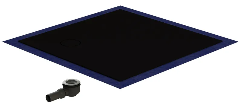 sanibel-Duschfläche PLAN A19 Typ R HDPS/ Mineralwerkstoff 1200x1200x50mm Graphit
