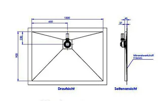sanibel-Duschfläche PLAN A19 Typ R HDPS/ Mineralwerkstoff 1300x900x45mm weiß – Bild 2