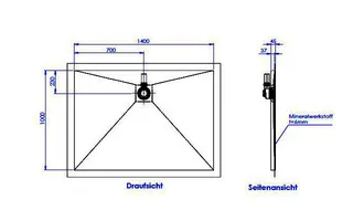 sanibel-Duschfläche PLAN A19 Typ R HDPS/ Mineralwerkstoff 1400x1000x45mm weiß – Bild 2