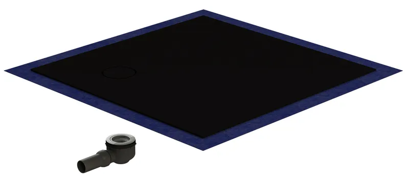 sanibel-Duschfläche PLAN A19 Typ R HDPS/ Mineralwerkstoff 900x900x45mm Graphit