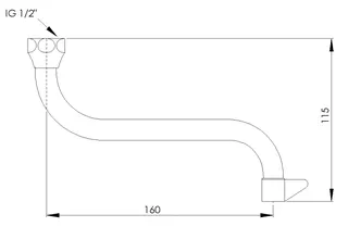 sanibel-Elektro-S-Rohrauslauf DN15(1/2") 170mm mit Handschutz Messing verchromt – Bild 2