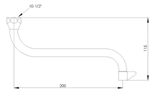 sanibel-Elektro-S-Rohrauslauf DN15(1/2") 200mm mit Handschutz Messing verchromt – Bild 2