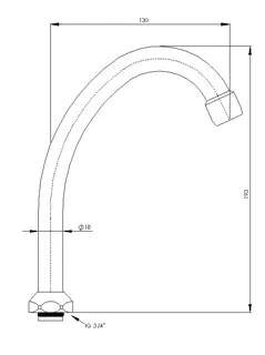 sanibel-HU-Rohrauslauf konisch dichtend DN 20 (3/4") 130mm Messing verchromt – Bild 2