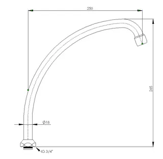 sanibel-HU-Rohrauslauf konisch dichtend DN 20 (3/4") 250mm Messing verchromt – Bild 2
