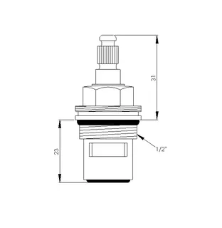 sanibel-Keramik-Innenoberteil a. Messing DN 15 (1/2") 90 Grad linksschließend – Bild 2