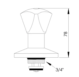 sanibel-Oberteil a. Messing DN 20 (3/4") für UP-Ventile Dreikanthaubengriff blau – Bild 2