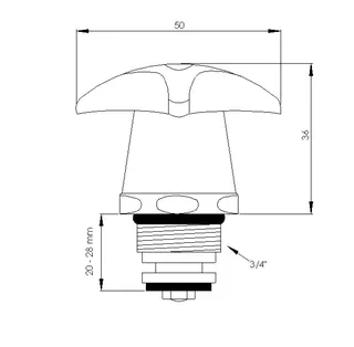 sanibel-Oberteil aus Messing DN 20 (3/4") mit Trecorn-Griff Markierung rot – Bild 2