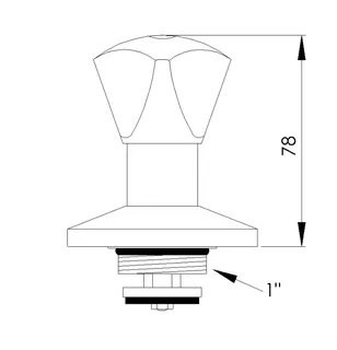 sanibel-Oberteil aus Messing DN 25 (1") für UP-Ventile Dreikanthaubengriff rot – Bild 2