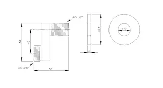 sanibel-S-Anschluss DN 15x20 (1/2"x3/4") AG Versatz 40 mm Messing verchromt – Bild 2