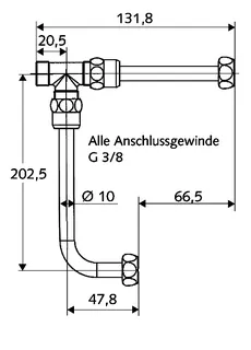 sanibel-Verrohrungsset A19 f. Eckventil- Thermostat m. Verbindungsrohr verchromt – Bild 2