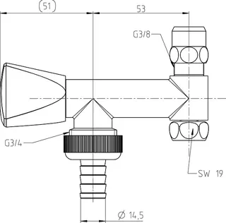 sanibel-WAS-Nebenventil A19 f Eckventile m Dreikanthaubengriff DN 10 (3/8") verch – Bild 2