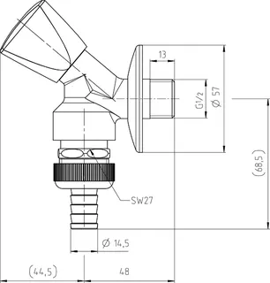 sanibel-WAS-Ventil mit Belüfter A19 mit Dreikanthaubengriff DN 15 (1/2") verchr. – Bild 2