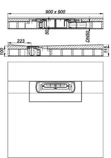 Schallsch.-Duschelement DallFlex Floor D, DN 50, 0,9 x 0,9 m – Bild 3