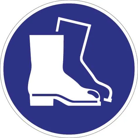Schild Fußschutz benutzen D.200mm Kunststoff blau/weiß ASR A1.3 DIN EN ISO