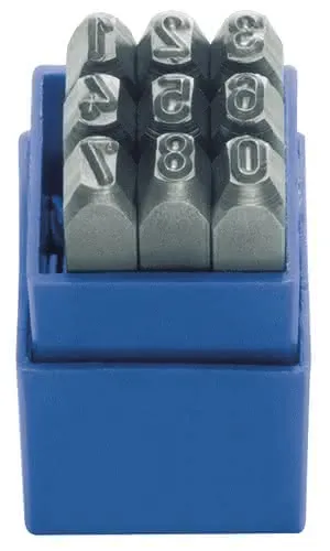 Schlagzahlensatz 328 9-tlg.Zahlen 0-9 Schrift-H.6mm in Ku.-Box KUKKO