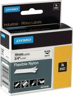 Schriftband Band-B.19mm Band-L.3,5m flexibles Nylonband schwarz auf weiß